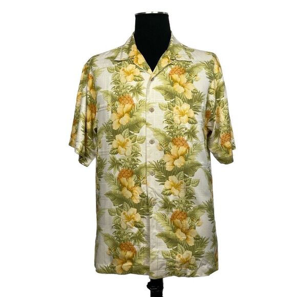Tommy Bahama Floral Hawaiian 100% Silk Button Front Shirt - Men’s M - Picture 1 of 8